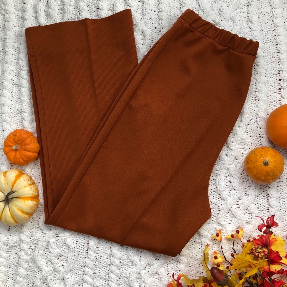 Vintage Pumpkin High Waisted Wide Leg Pants
